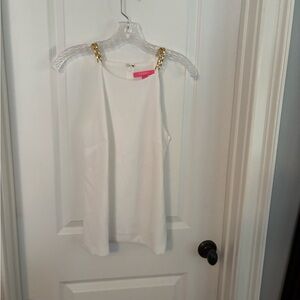 Lilly Pulitzer White Gold Sleeveless Tank Top
